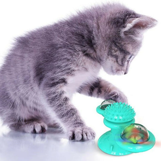 Rotating Windmill Cat Toy with Catnip and Suction Cup