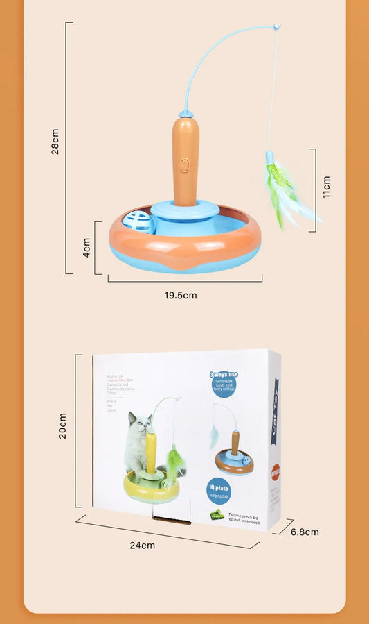 2-in-1 Cat Turntable Toy with Feather