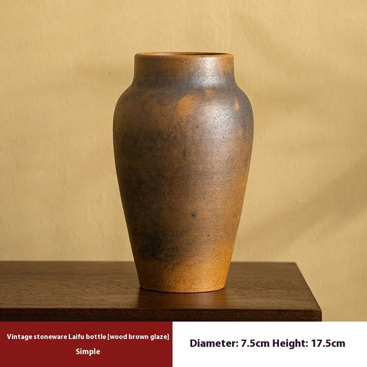 Jingdezhen Retro Black Stoneware Handmade Ceramic Vase Hydroponic Flower Decoration