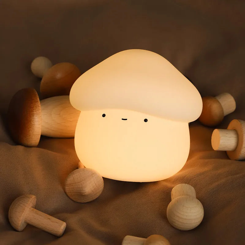 Cute Mushroom Silicone Night Lamp with Timer