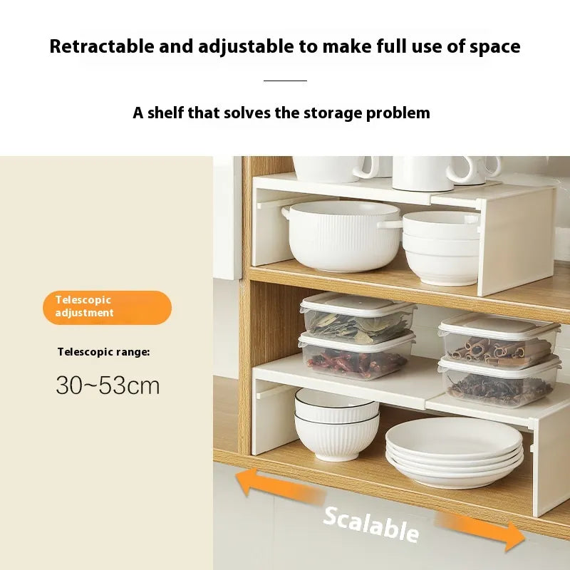 Scalable Kitchen Storage Rack With Layered Dishes And Bowls