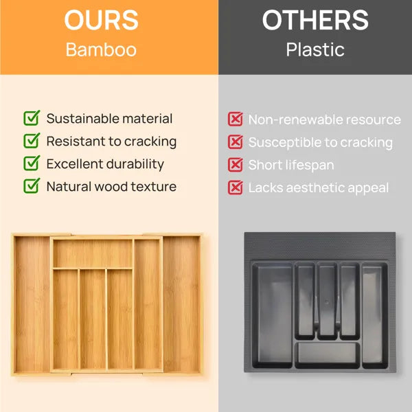 Expandable Bamboo Kitchen Drawer Storage Box
